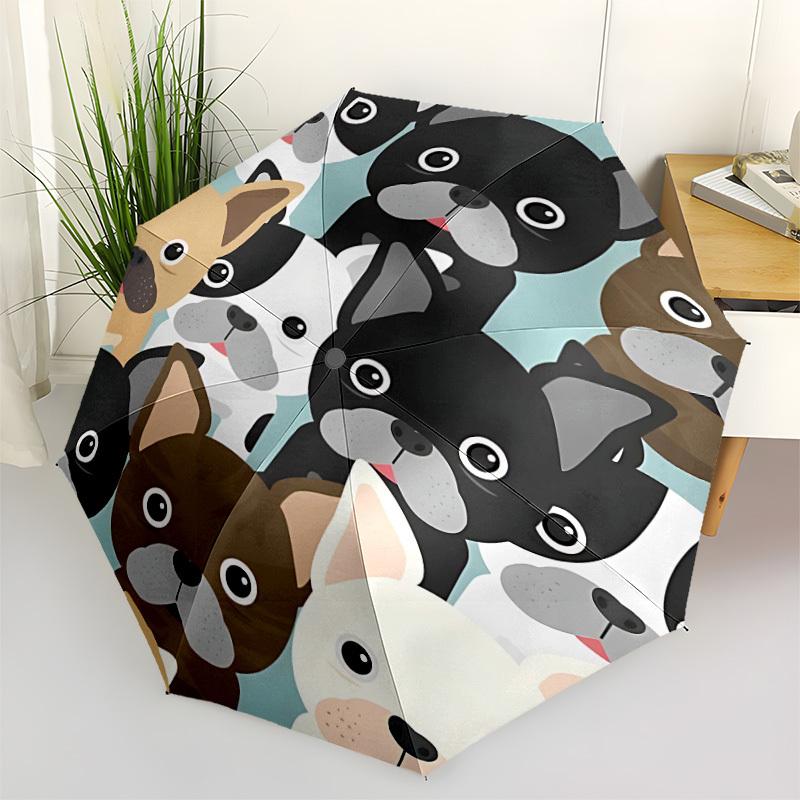 1 шт. Модный складной зонт-трость с 8 спицами, автоматическим открытием/закрытием, для вечеринки с мопсами, ветрозащитный, портативный, для ежедневного использования 063