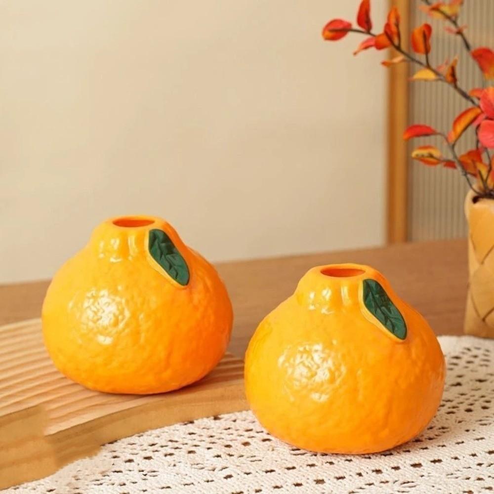 Ceramic Simulated Orange Vase Art Vase Flower Holder Creative Fruit Shape Vase Bookshelf Display