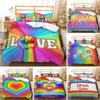 Комплект постельного белья Rainbow Pride с радужными флагами, комплект постельного белья с радужными полосками, мягкий 3D-постельный комплект из микрофибры размера QueenKing Size