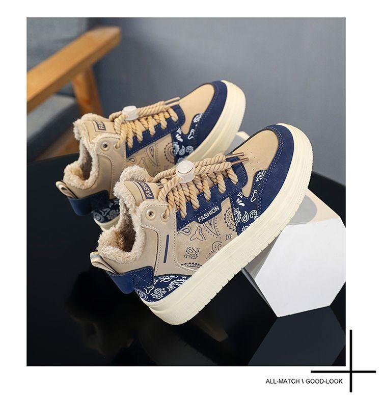 Men's & Women's Korean Style Fleece-Lined High-Top Sneakers