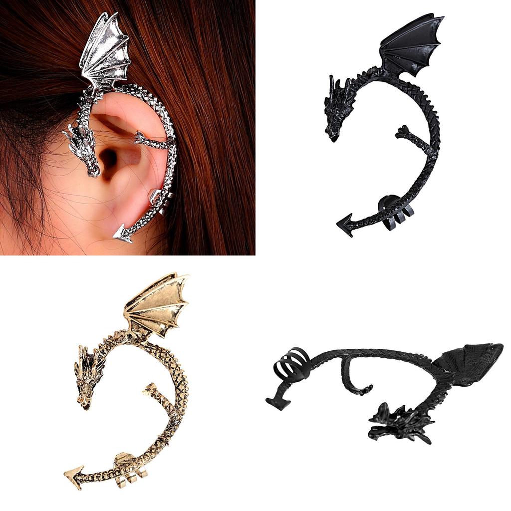 Dragon Punk Ear Cuffs With Alloy Electroplated Finish For Unisex Gothic Style