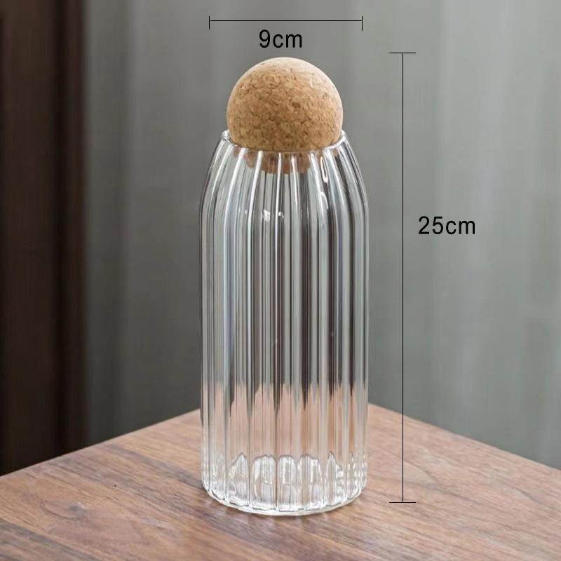 Cork Stopper Transparent Glass Sealed Jar High Borosilicate Glass Can Kitchen Food Tea Candy Coffee Beans Spices Storage Tank