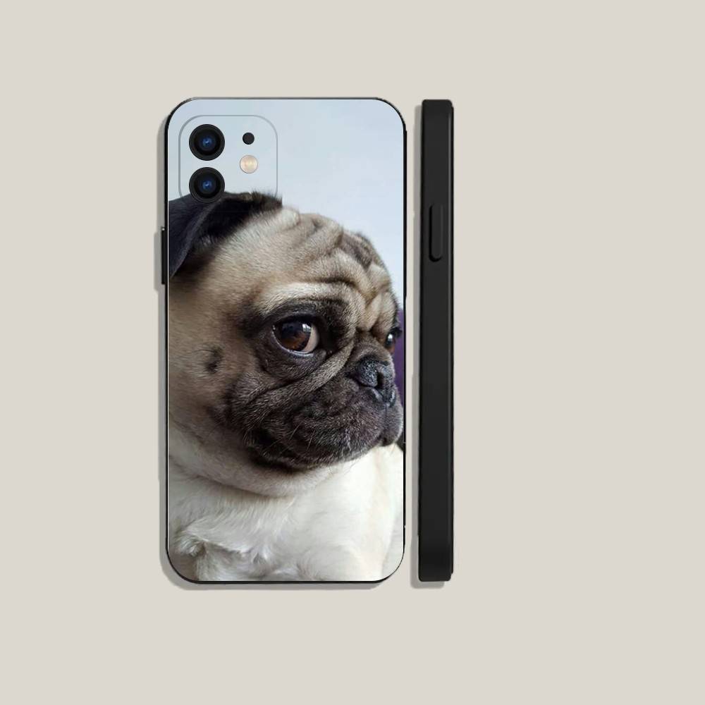 Pug Dog French Bulldog Phone Case For iPhone16,15,14,13,12,11,Plus,Pro Max,XS,X,XR,SE,Mini,8,7 Soft Silicone Black Cover