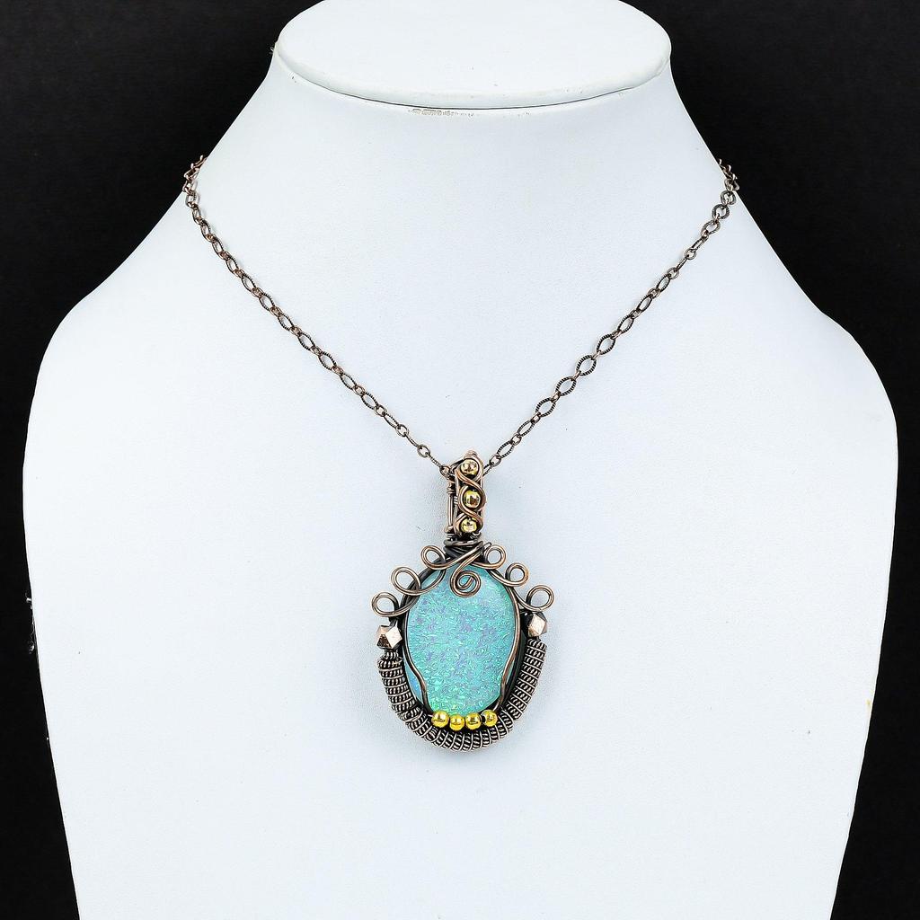 Австралийский тройной опал, драгоценный камень, чистая медная проволока, обернутая подвеской ручной работы, ювелирные изделия