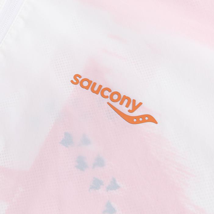 SAUCONY Женская куртка с капюшоном на молнии с принтом по всей поверхности Белая SC1239107-1