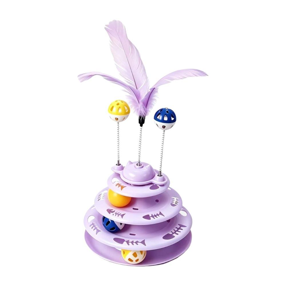 Multi Layer Interactive Cat Toy Spring Wand Cat Turntable Toy Feather Teaser Kitten Entertainment