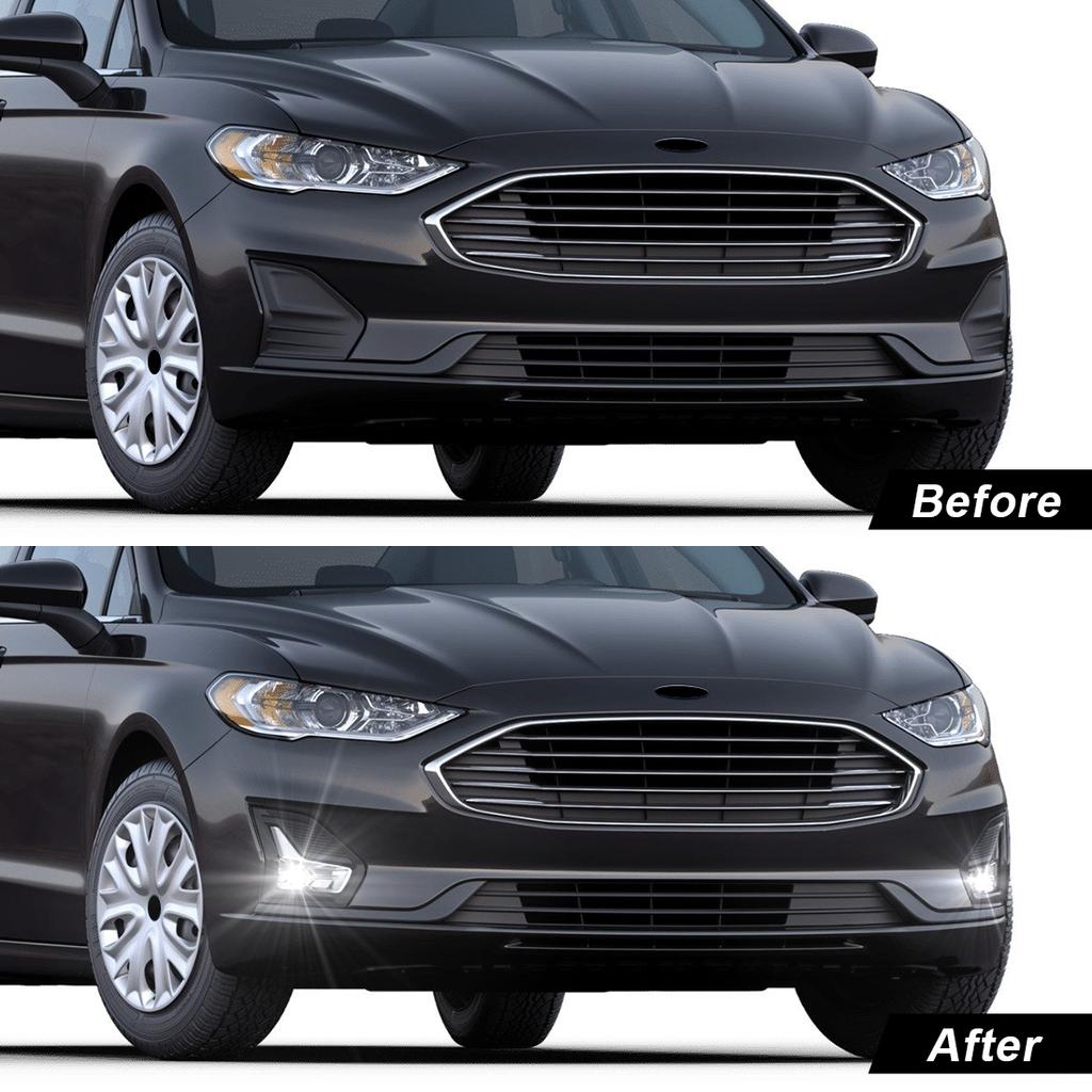 Led Fog Lamps For Ford Mondeo Fusion 2019 2020 Daytime Running Light DRL Car Front Driving Daylight Covers Frame Wire Switch 12V