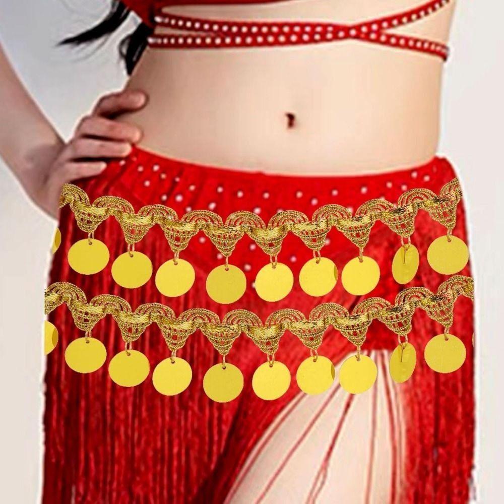 Creative Belly Dance Waist Chain Shiny Tassel Sequins Lace Trim Ethnic Decorations
