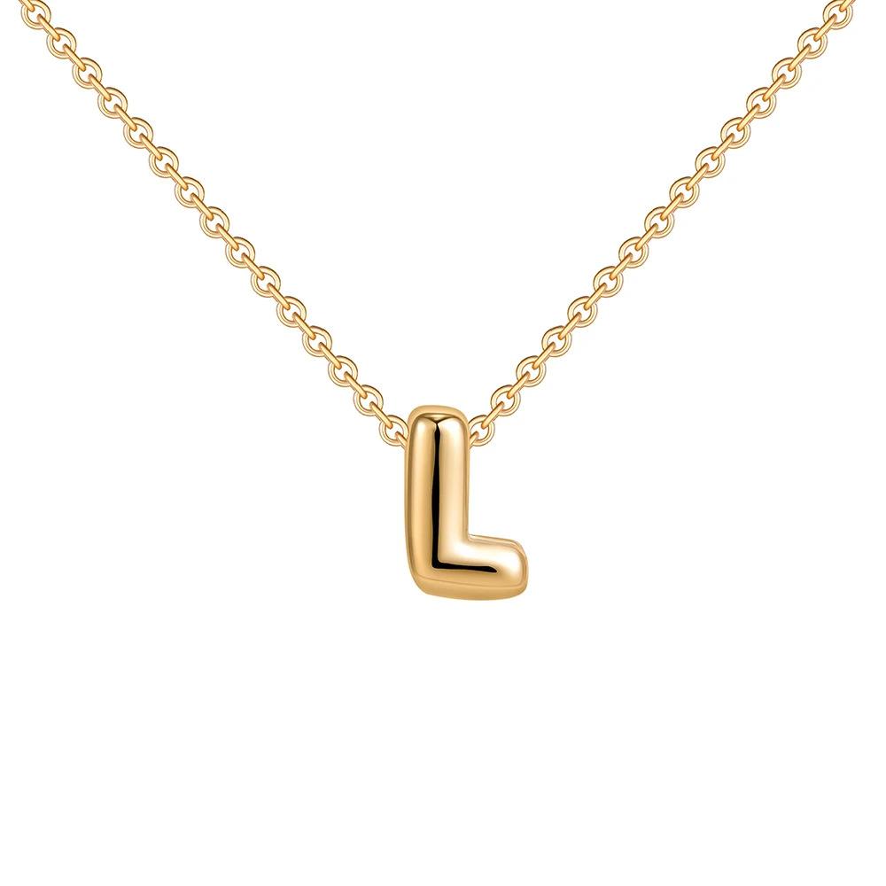 2pcs Fashion 26 Bubble Letter Necklace Gold Necklace