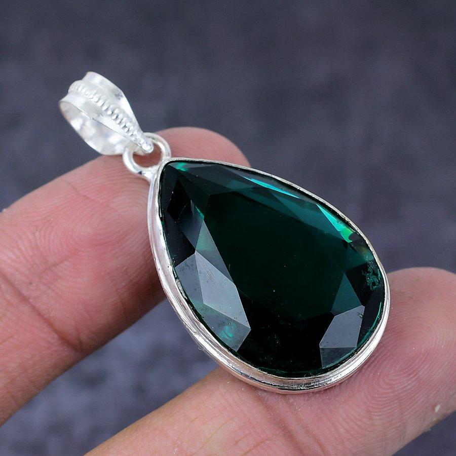 Подвеска из серебра 925 пробы с хромдиопсидом, ручная работа, 1,81 дюйма J6T88