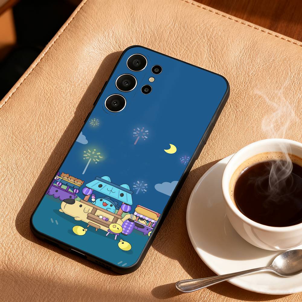 Чехол для телефона Fluffy-Cat B-Bugcat C-Capoo для Samsung S26,S25,S24,S21,S22,S23,S30,Ultra,S20,FE,Lite,10,9, Черный чехол