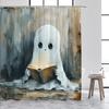 Забавная Белая Привидение для Ванной Шторка для Душа Акварельные Цветочные Растения Звездная Ночь Хэллоуин Шторка для Ванной Ткань Домашний Декор Ванной