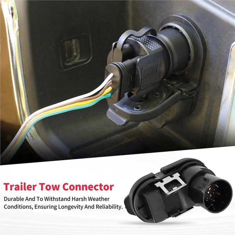 For Ford F150 F250 F350 2015- Compatible Trailer Brake Harness 7-Pin Round/4-Pin Flat Plug Connector FU5Z-14489-A For Towing