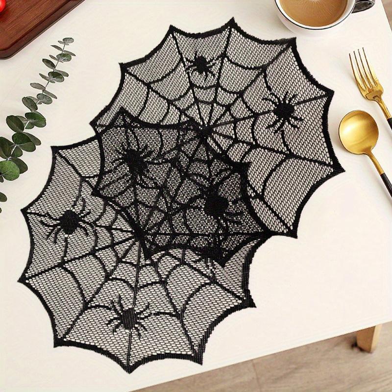 1/2/4pcs Diameter 30cm Black Lace Meal Mat Spider Web Shape Round Placemat