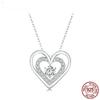 S925 Sterling Silver Sparkling Double Heart Pendant Necklace Dancing Heart Neck Chain for Women Valentine's Day Gift