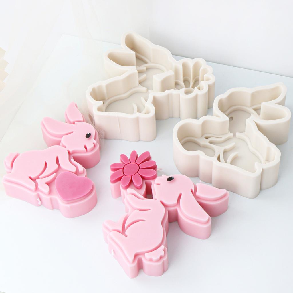 Милый кролик медведь силиконовая форма для мыла своими руками цветок кролик кошка свеча смола гипс изготовление сердца животное форма своими руками подарок