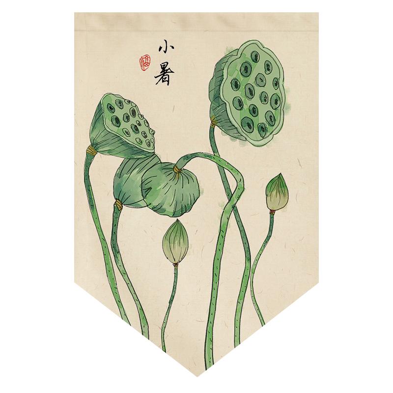 Дверной норен в японском стиле, короткая занавеска "24 солнечных сезона" в китайском стиле, в пасторальном стиле, для кухни, перегородка для ресторана, отеля, баннер