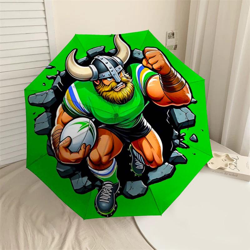 1PC Rugby Viking Umbrella-8-Rib Reinforced, Automatic Open, Lightweight & Durable, Cute Fashion Accessory for Outdoor-T324
