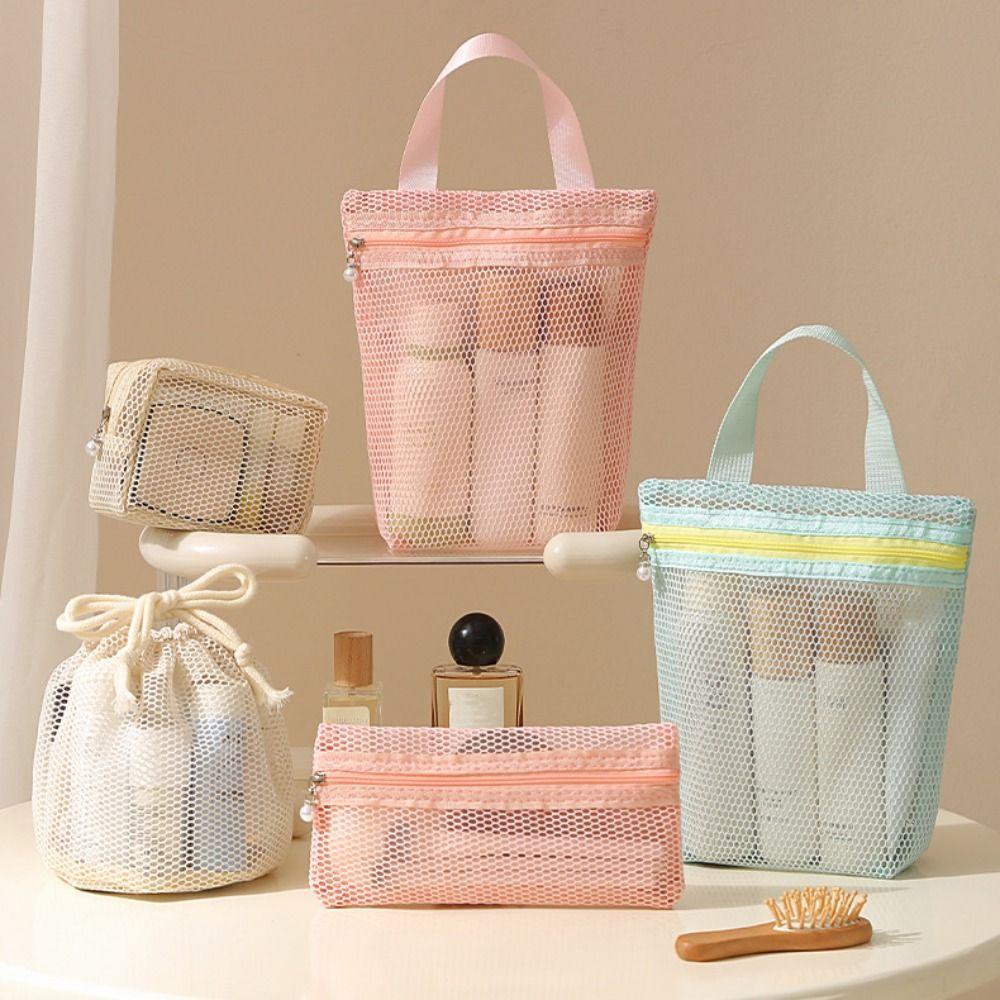 Portable Mesh Makeup Bag Gauze Toiletry Bag Portable Travel Storage Bag  Business