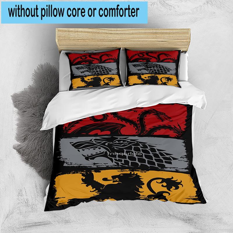 3PCS Thrones Dragon Fire And Blood 3pcs Bedding,Including 3PCS Duvet Cover And 2pcs Pillowcases Perfect for Christmas,Ideal for Bedroom, Dormitory