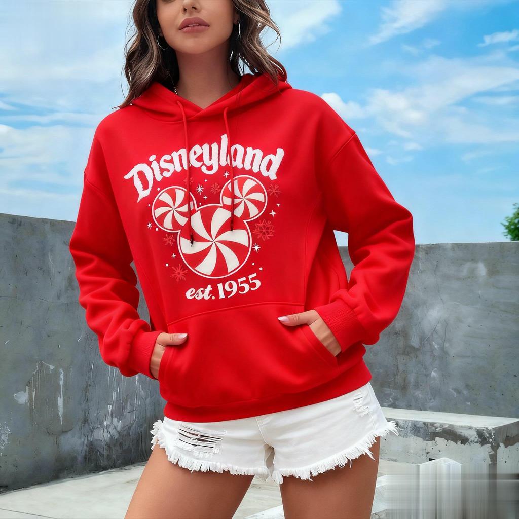 Unisex Disney Mickey Mouse 1955 Anniversary Print Hoodie Sweatshirt Pullover Oversized Casual Streetwear Women Men Autumn Winter