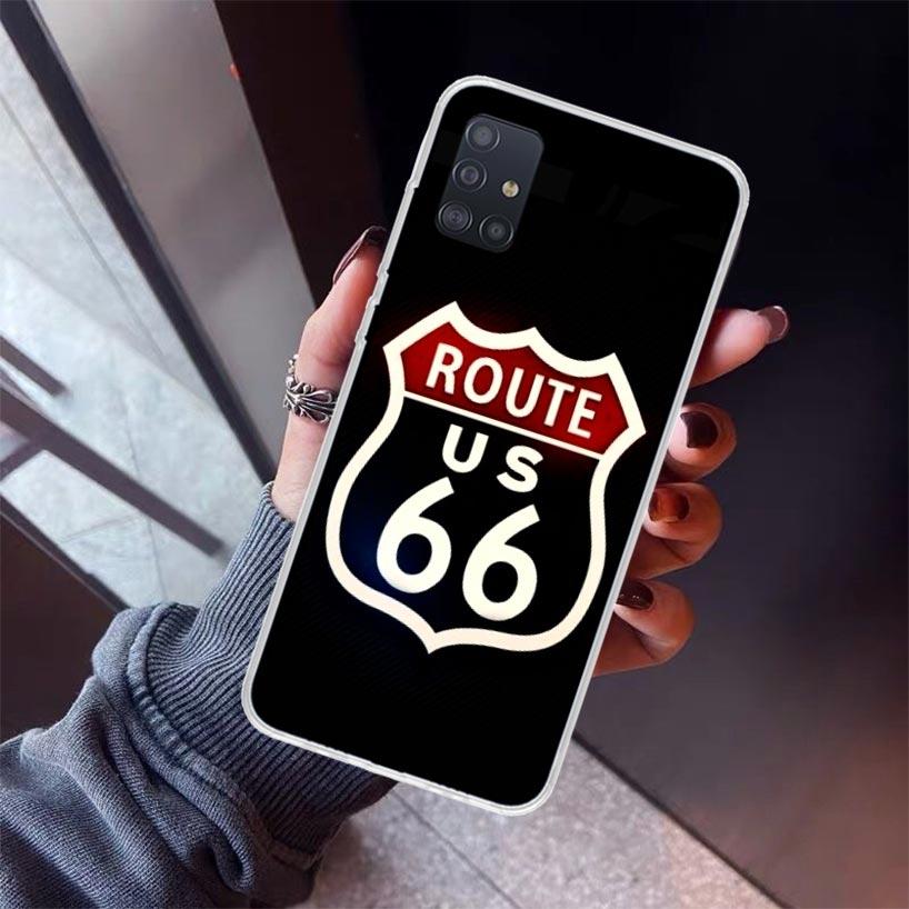 America Route 66 Phone Case For Samsung Galaxy A52 A51 A50S A32 A22 A12 A02S A72 A71 A31 A70 A30S Note 20 Ultra 10 Plus S10 Gala