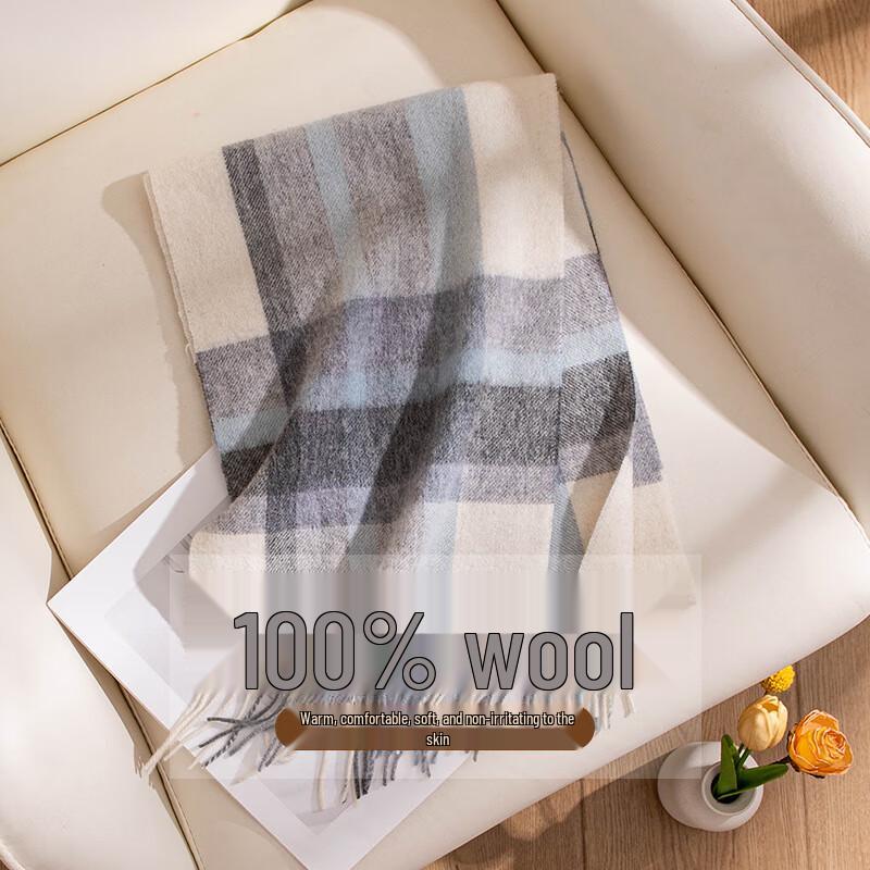 Women's 100% Wool Plaid Scarf & Shawl