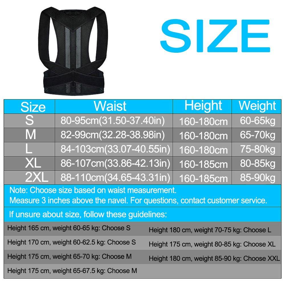 5 Size Back Posture Brace Adjustable Straps Back Trainer Posture Corrector Office Use
