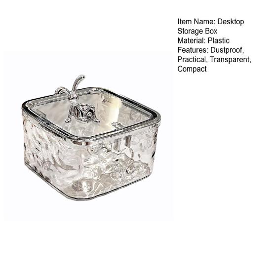 Transparent Storage Box Desktop Organizer With Press Type Lid Dressing Table Storage