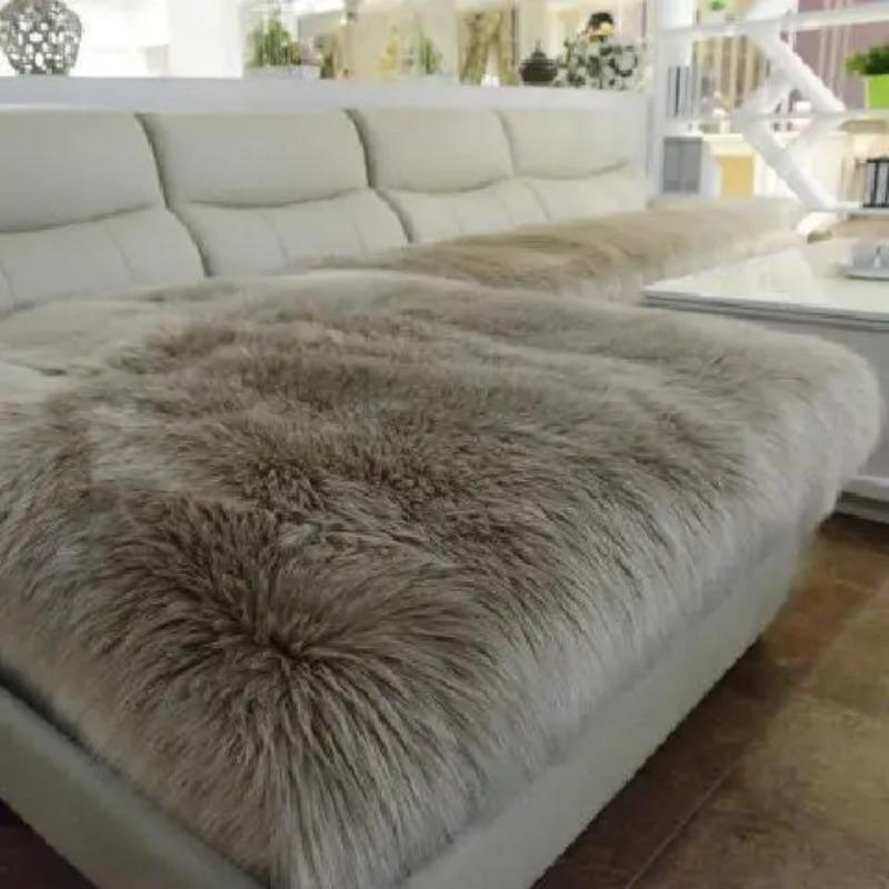 New Sofa Cover Full Cover Winter Imitation Wool Cushion Long Plush Window Thickened European Anti-skid Sofa Mat