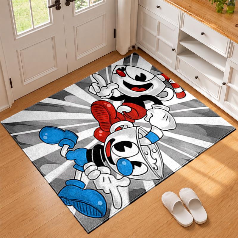 Cuphead Carpet Door Mat for Living Room or Bedroom Protective Mat Under Chair Office Decoration Christmas Gift Birthday Present