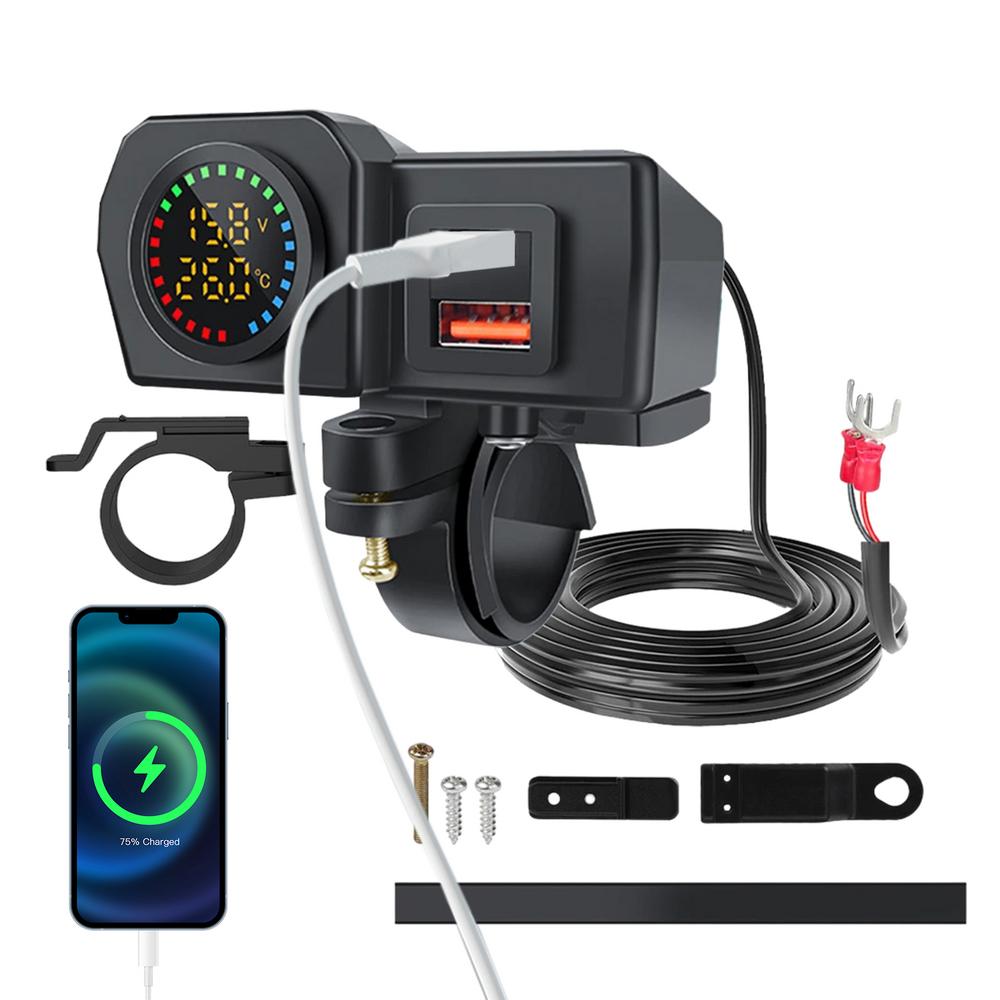 Автомобильное зарядное устройство USB, быстрая зарядка, розетка, двойная розетка на руль мотоцикла, для мотоциклов, грузовиков, автомобилей, автофургонов, внедорожников