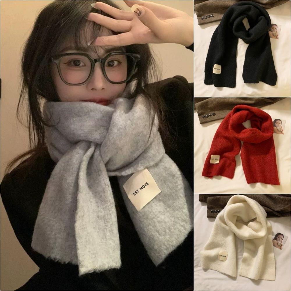 Solid Color Neck Warmer Thickened Winter Scarf Fashion Warm Scarf Winter