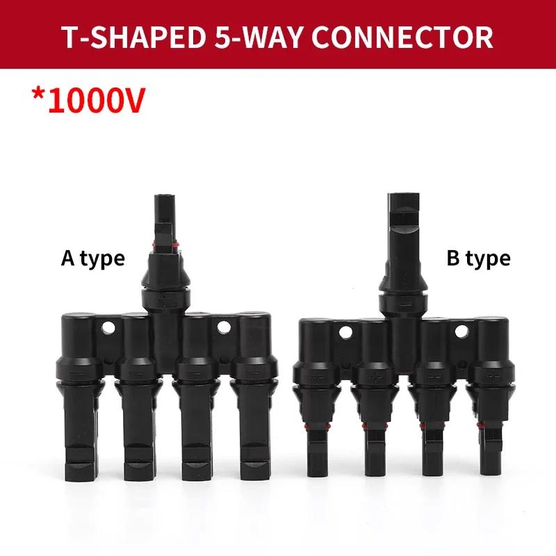 1/5/20/100 Pcs Photovoltaic Solar T Connector T-Type 2/3/4/5 Branch Male And Female Battery Module Panel PV Plug wire