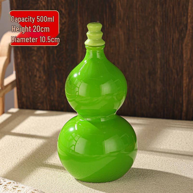 In Stock: 500ml Multicolor Imitation Porcelain Gourd Bottle with Hand Rope, Shoulder Strap & Accessories, Easy to Carry
