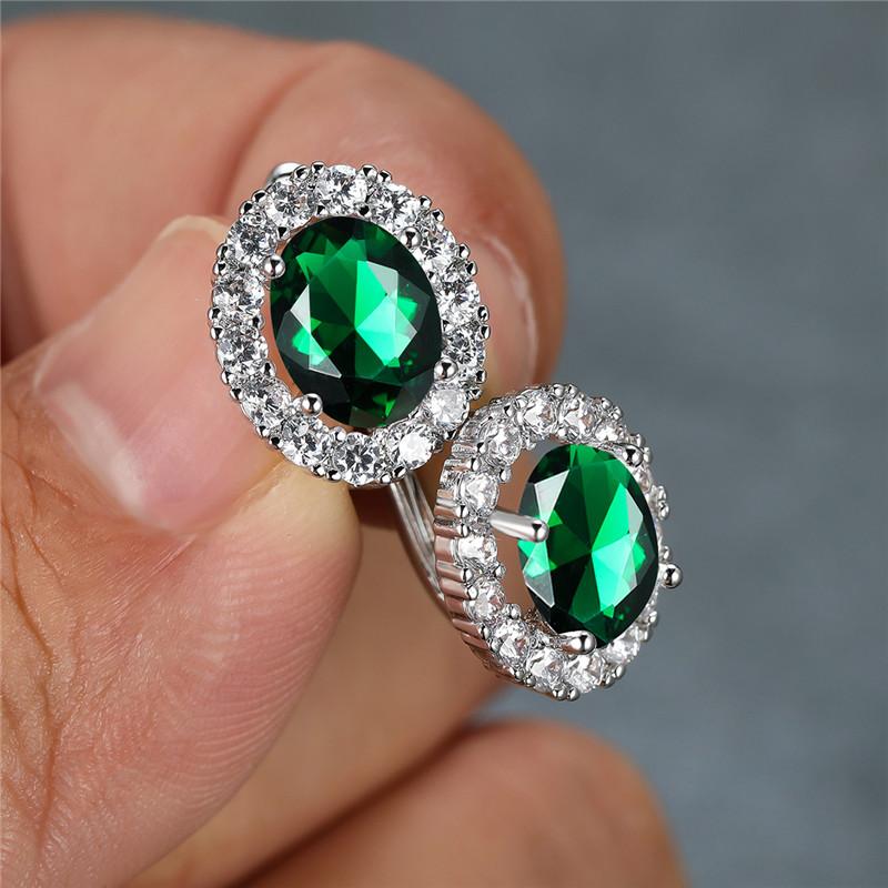 Роскошные Серьги-кольца с Кристаллами Желтый Овальный Камень Разноцветные Цирконы Маленькие Классический Серебристый Цвет Свадебные Серьги Для Женщин