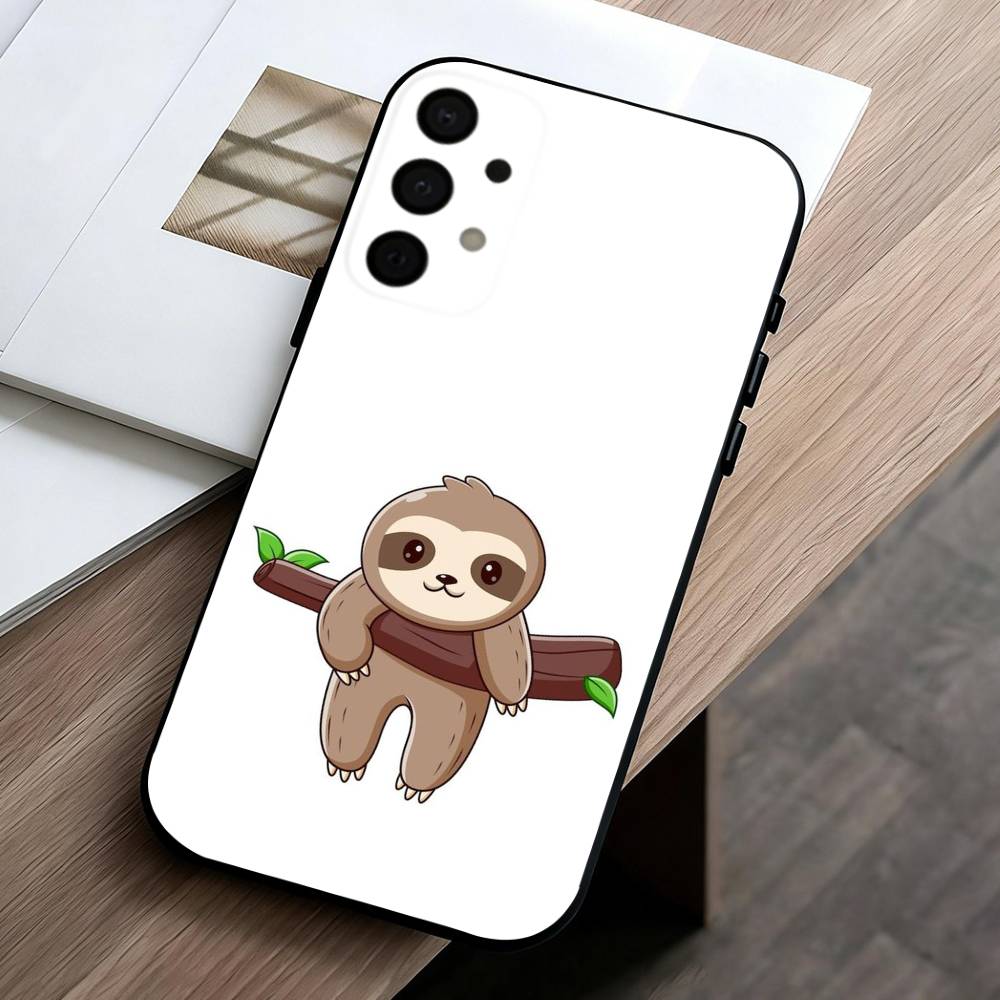Animal Cute C-Cartoon S-Sloth Phone Case For Samsung Galaxy A73,A72,A71,A70,A53,A52,A51,Soft Silicone Black Cover