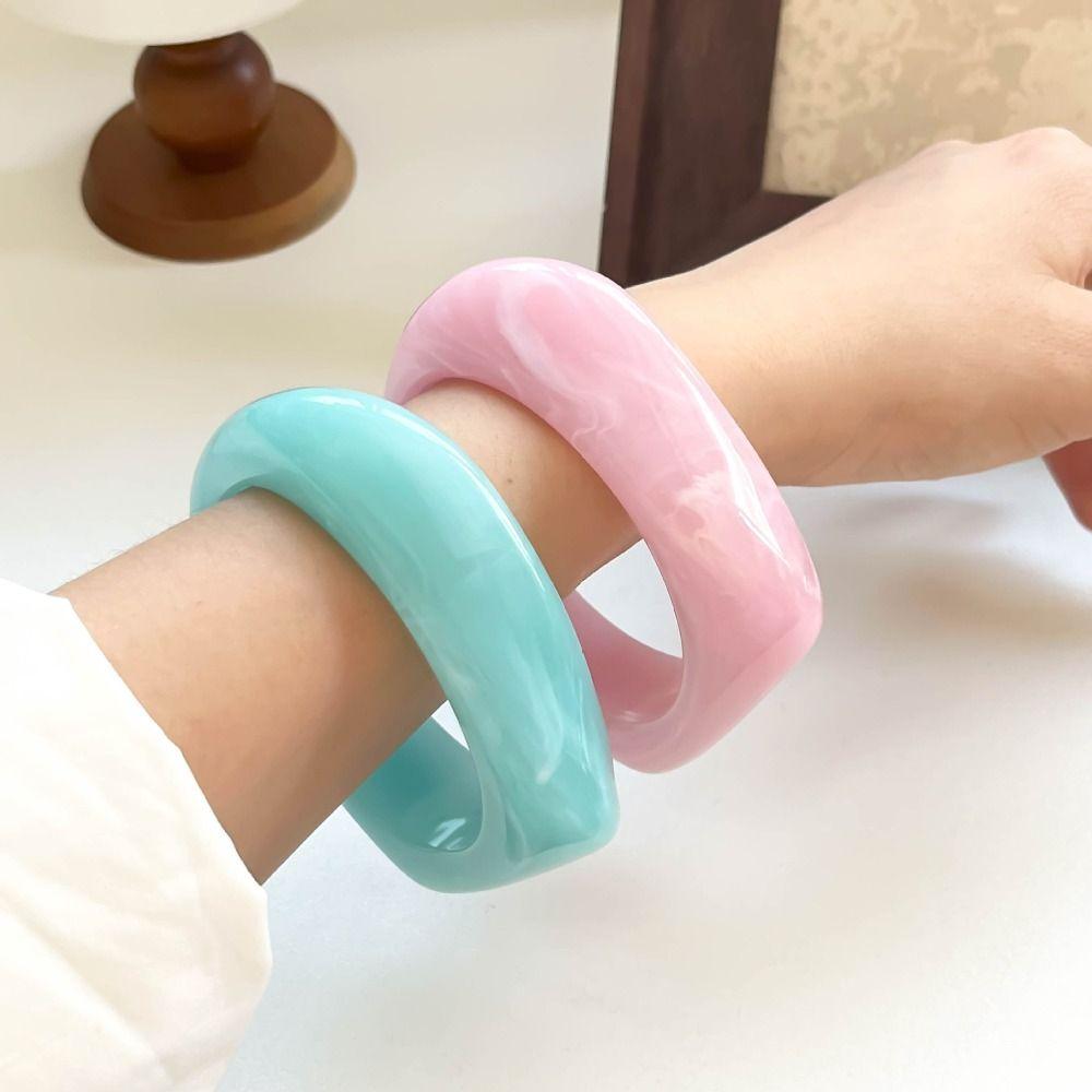 Bohemian Irregular Wide Bracelet Minority Design Transparent Hand Ring  Gift