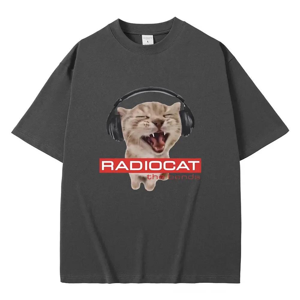 Британская рок-группа Radiohead Funny Radiocat The Bends Print Футболка унисекс женская винтажная готическая футболка большого размера унисекс футболка с мемами