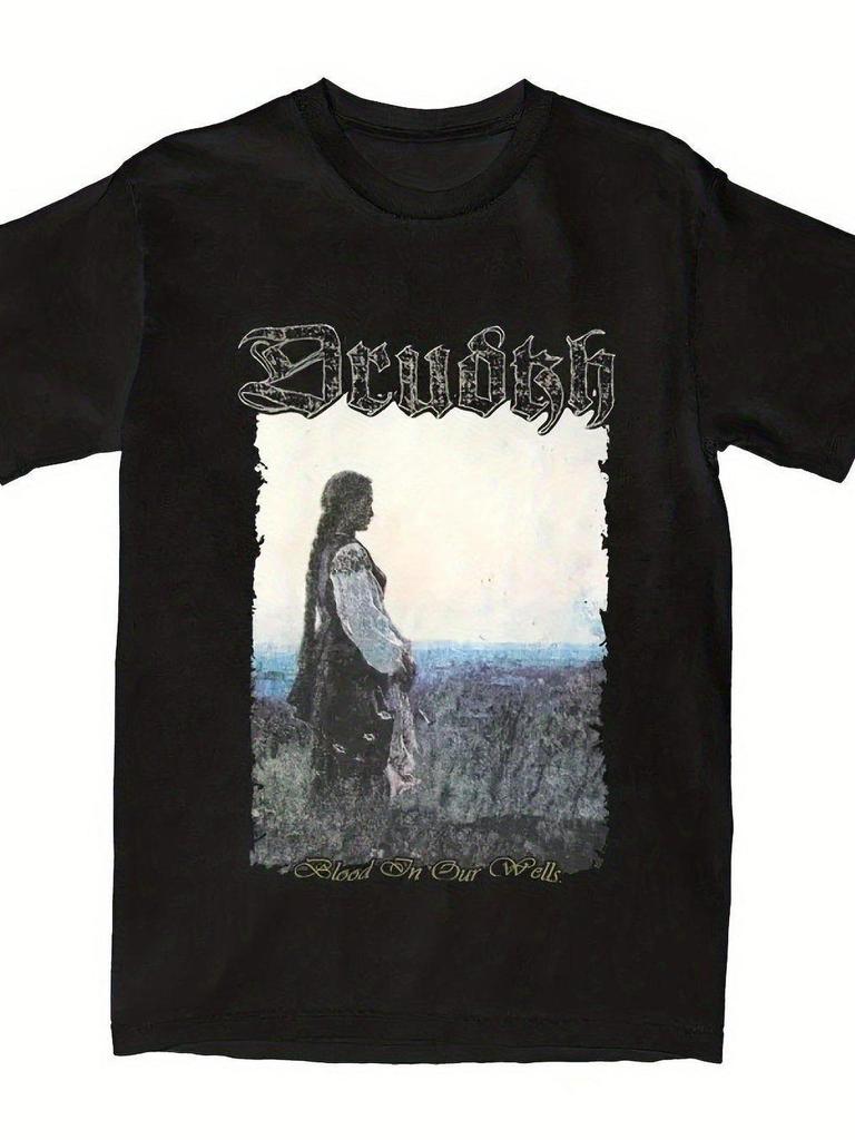 Drudkh Black Metal Band T-Shirt- Oversized Vintage Harajuku Unisex Graphic Tee with Drudkh Band Name& Set On Our Wound Artwork
