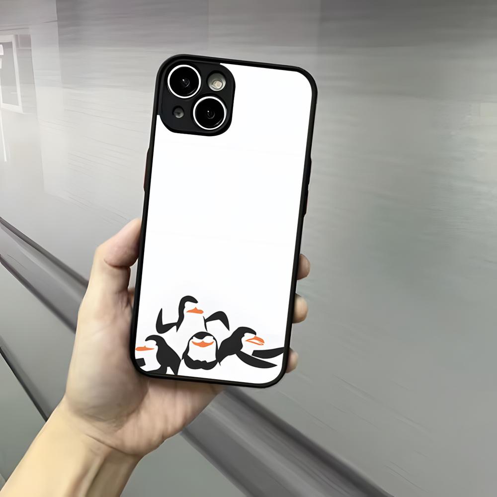 M-Madagascar Penguin Phone Case For Iphone 17 16 15 14 13 12 Pro Max Xr Air Plus Skin Feel Black Hard Shell Cover