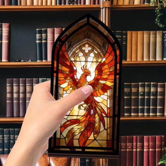 Gothic Book Nook Suncatcher Stained Glass Candle Holder Window Bookshelf Insert Diorama for Library Decor Bookish Gifts for Readers Book Lovers