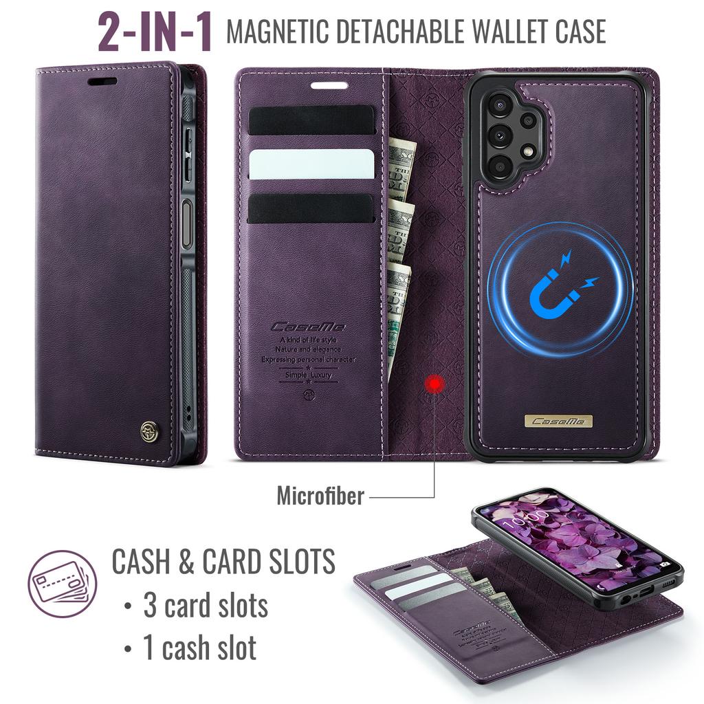 For Samsung Galaxy A13 5G/Galaxy A04s 5G/Galaxy A13 4G Magnetic Case RFID Blocking Detachable Wallet Leather Phone Cover