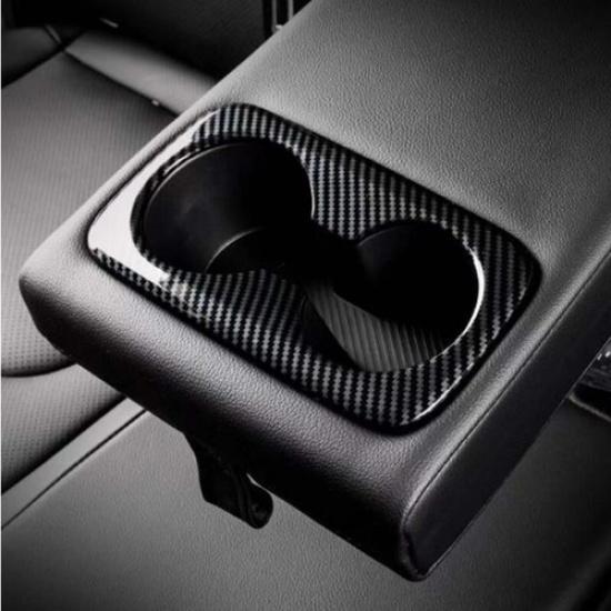 For KIA Sportage 2022-2024 Carbon Fiber Rear Water Cup Holder Frame Cover Trim