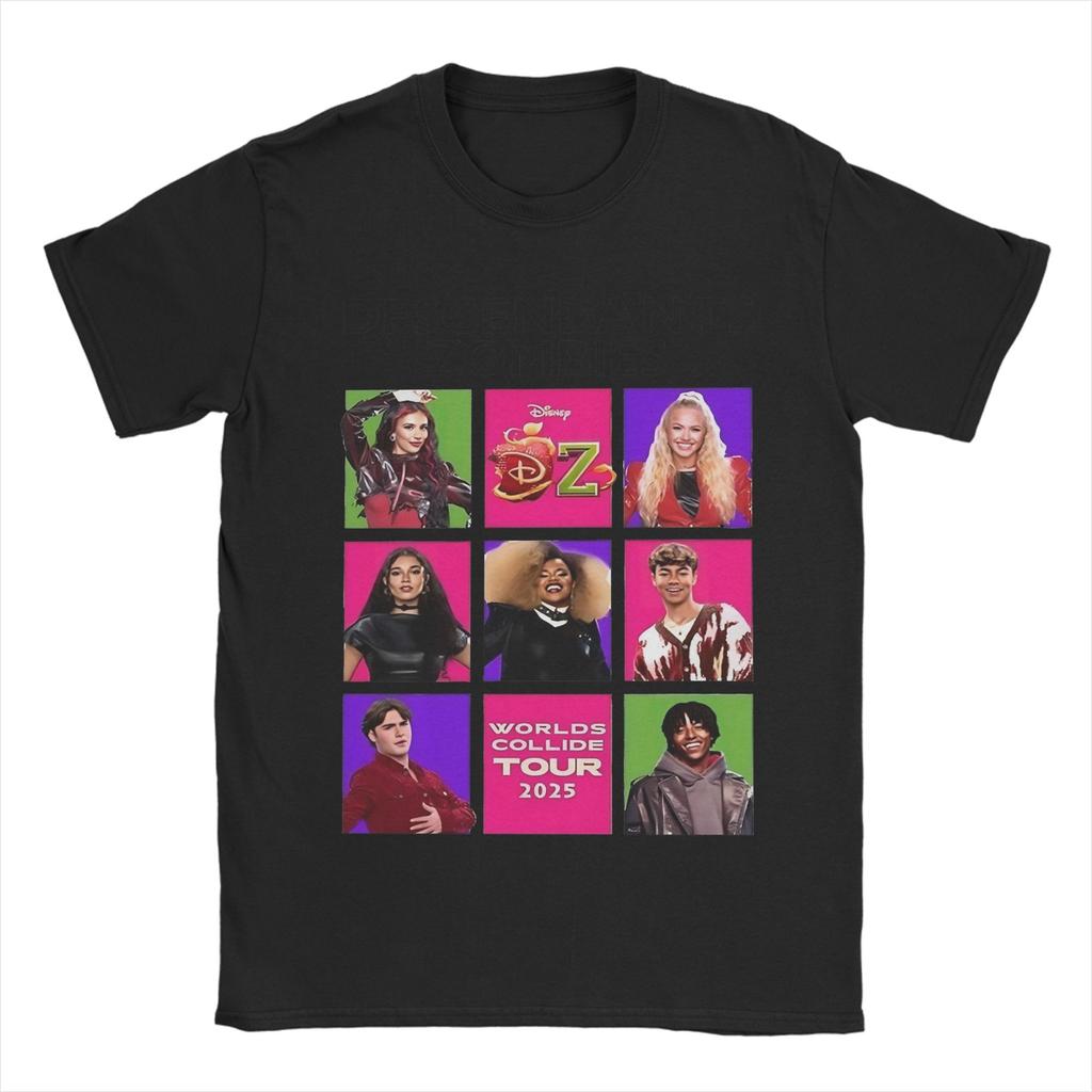 Принтованные футболки Descendants Zombies Worlds Collide Tour 2025 5881271464.6490 Мужские хлопковые с коротким рукавом и круглым вырезом Летние топы