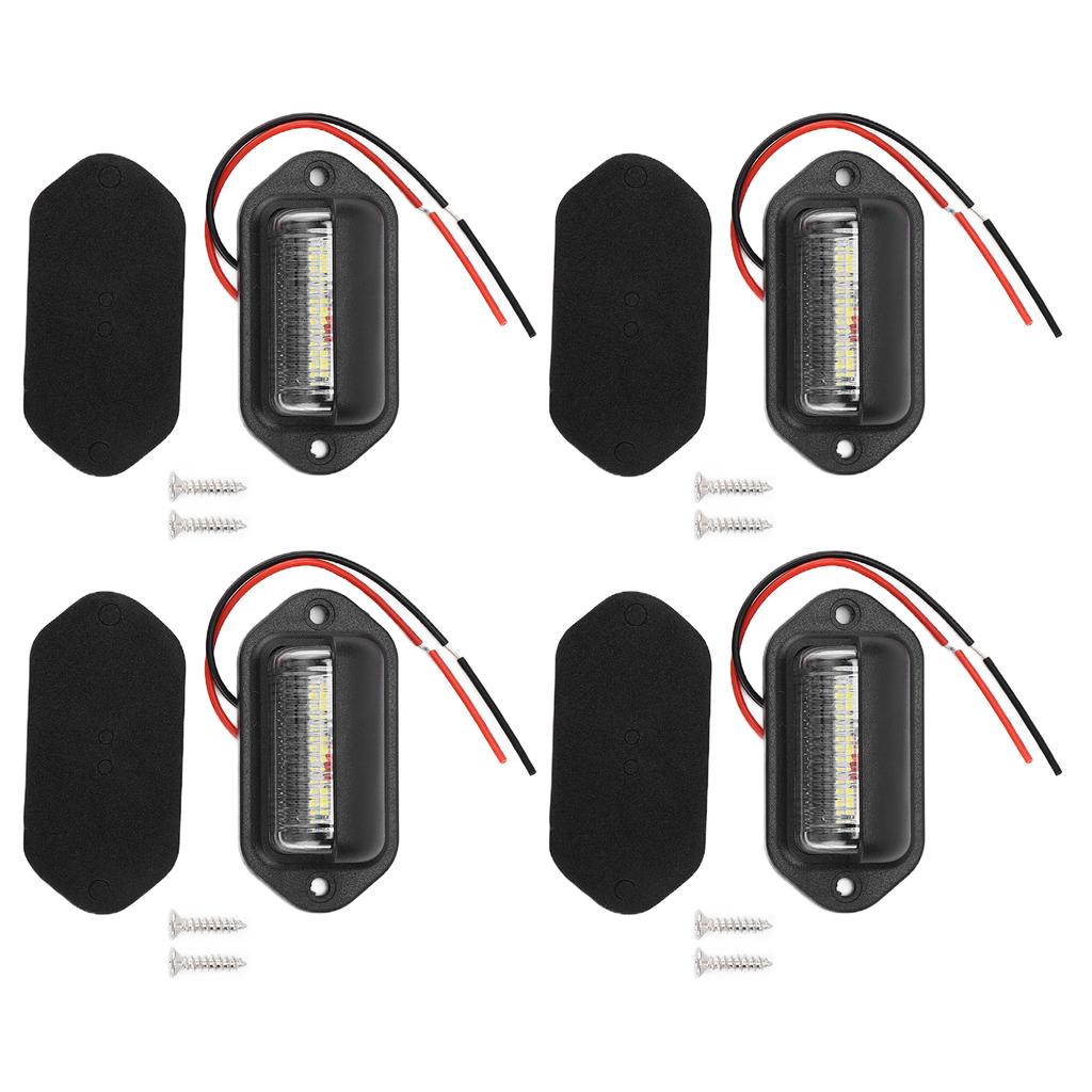 4 шт. 12 В 6 светодиодных ламп для номерного знака, высокая яркость, белый свет, водонепроницаемый для автомобиля