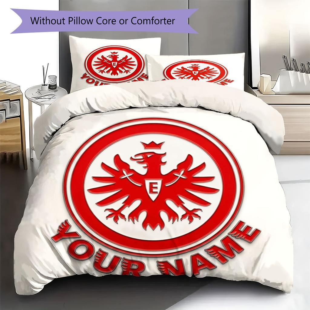 Eintracht Frankfurt Custom Name Pattern Bedding,Quilt Set Quilt Cover Pillowcase Home Birthday Gift(1 * duvet cover + 2 * pillowcase, without core)