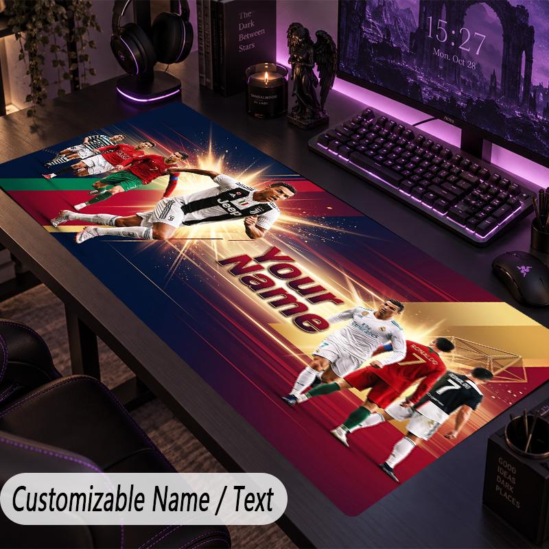 Large Mouse PadCristiano Ronaldo Custom Name Text Personalized Desk Mat Non Slip Gaming Pad