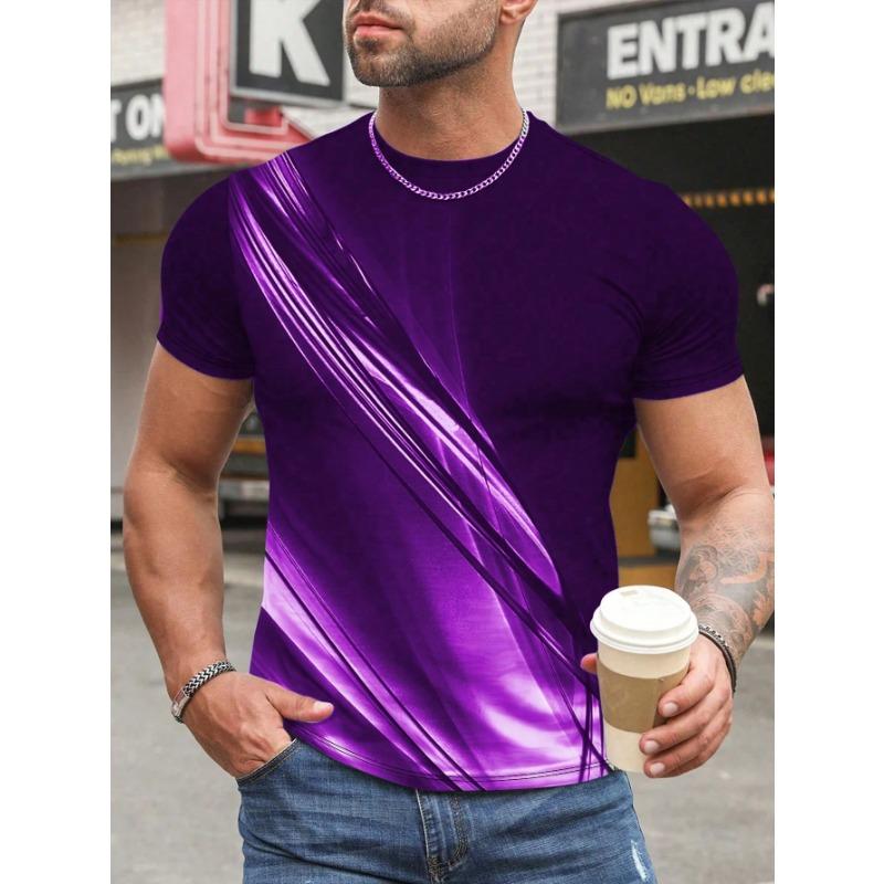 Fashion Men's T-shirt 3D Gradient Print Short-sleeved T-shirt Daily Wear 6XL Simple Print Fashion Casual Round Neck T-shirt