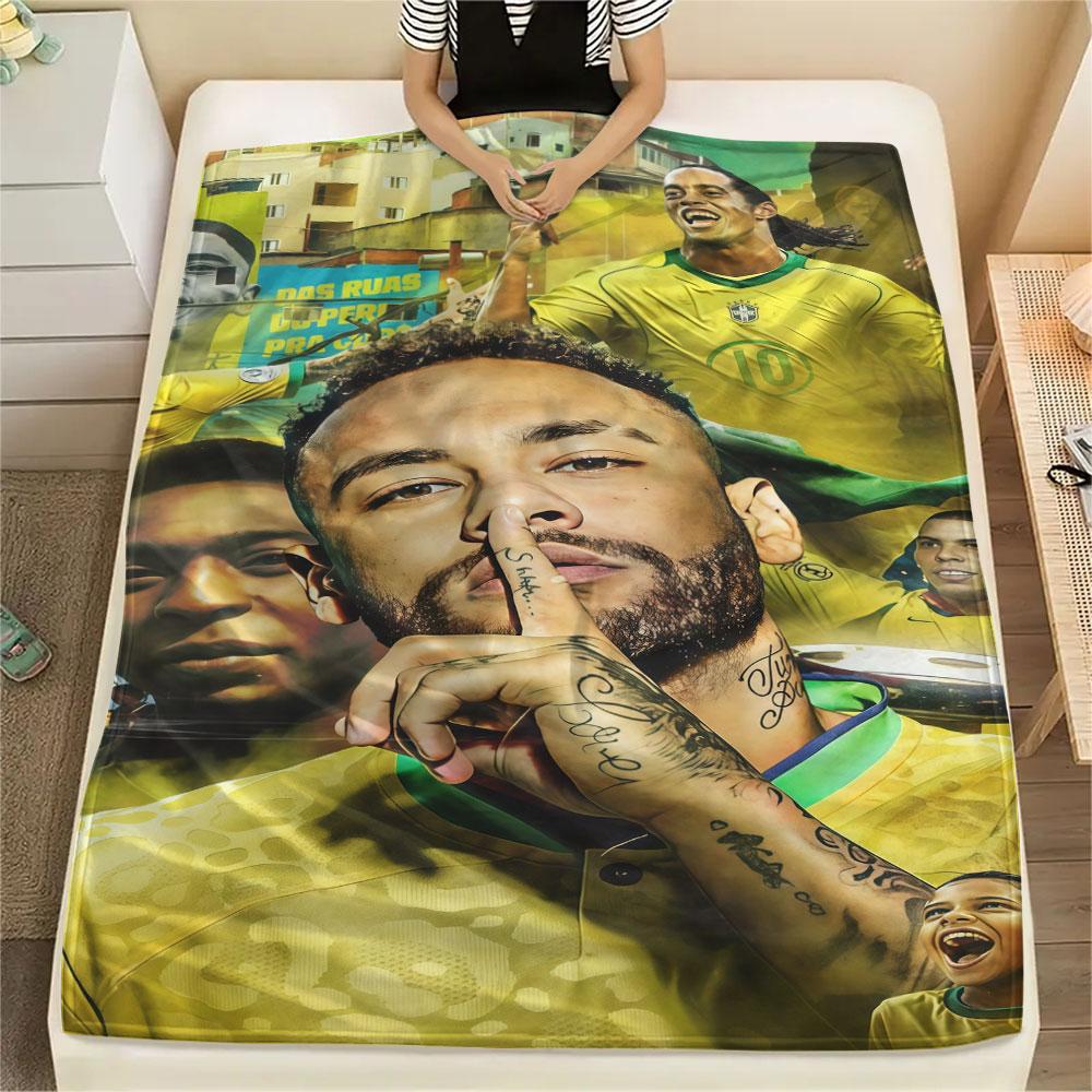 1PC Neymar Jr Patterned Flannel Blanket Suitable For All Seasons for Home Decor Warmth and Comfort Gifts Holiday Present